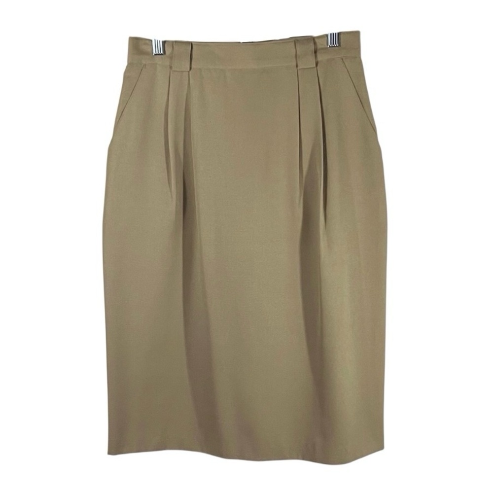 Vintage Requirements Women’s 10 Medium Tan Brown Pencil Midi Skirt Pleated Slit